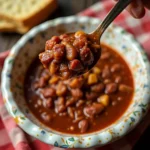 Warm and hearty Venison Chili served in a bowl, perfect for cold days.