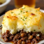 Comforting Venison Shepherd's Pie, with a golden mashed potato topping and savory venison filling.